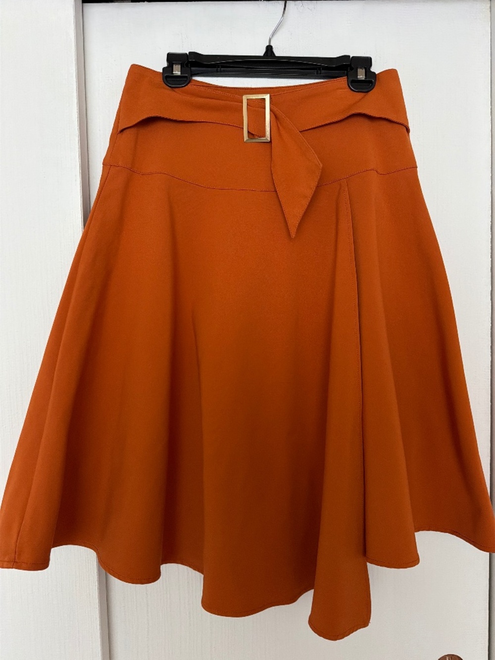 New York & Company Burnt Orange Belted A-Line Skirt – Size 8